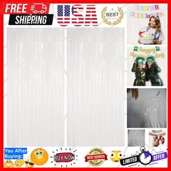 White Streamers Party Backdrop Decorations | Fringe Curtains | 2 Pack | 3.2×8…