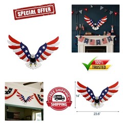 Patriotic Bald Eagle Wall Sculpture – Large 23.6″ x 14″ for Indoors or Outdoors