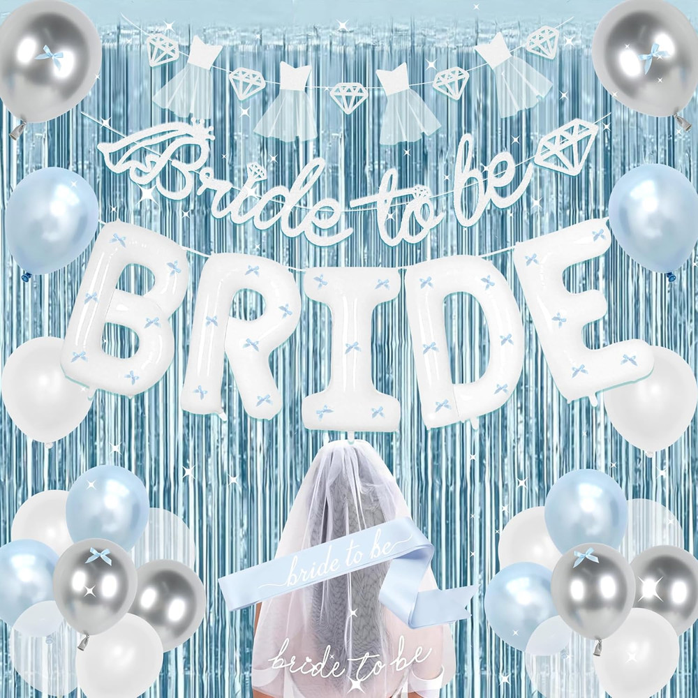 Blue Bachelorette Party Decorations, Bride to Be Bridal Shower Decorations, Brid