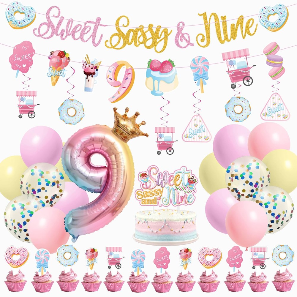 Sweet Sassy And Nine Birthday Decorations- 9th Birthday Decorations For Girls…