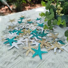 Glitter Paper Starfish Confetti for Birthday Party Table Scatter Beach Theme Par