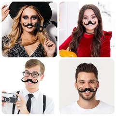 6 Pcs Self-Adhesive Fake Mustaches, Novelty Realistic Fake Moustache for Hall…