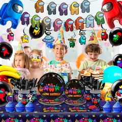 174 Pcs A-mong Us Birthday Decorations Banner Balloon Tablecloth Party Supplies