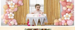 Gold Sequin Backdrop Curtains 2x8ft 2 Panels – High Density 3mm Shimmer Sequin