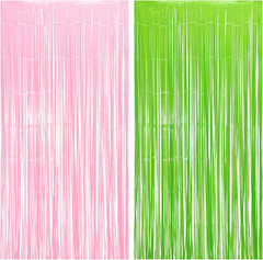Party Streamers Backdrop – 2 Pack 3.2Ft X 8.2Ft Tinsel Foil Fringe Curtains for