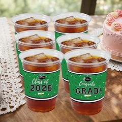 50Pcs Graduation Decorations 2026 Disposable Graduation Cups Congrats Grad Class