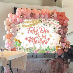 Feliz Dia De Las Madres Banner Backdrop 7X5Ft Rose Gold Flowers Happy Mothers Da