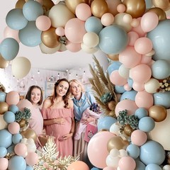 Gender Reveal Party Decor Kit, 144PCS Dusty Pink Blue Gold White Balloons
