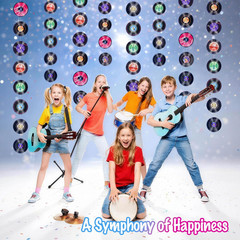 6PCS Rock and Roll Party Decorations, Retro Vinyl Records Banners, Colorful Musi