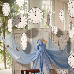 25 Pcs Princess Gray Party Decoration 11.81″ Midnight Clock Hanging Backgroun…