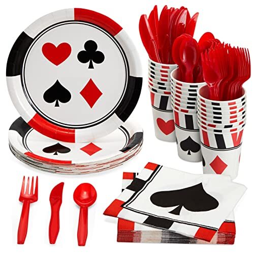 Juego de vajilla para fiesta de cumpleaños con tema de casino