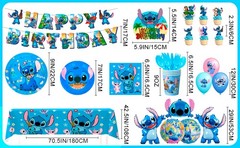 106 Pcs Stitch Birthday Decorations Birthday Tableware Set Plate Napkins Balloon