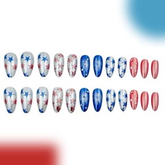 July 4th Fireworks Press On Nails 24pc Rhinestone Fake Nails