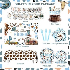 My First Rodeo Decorations Boy, Cowboy Themed 1st Birthday Party Balloon Banner