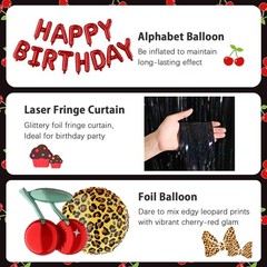 119Pcs Red Cheetah Print Birthday Decorations Balloons Kit, Black Red Cherry …