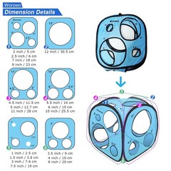 Balloon Sizer Box 18 Sizes 1-12″ Blue Collapsible Balloon Measuring Cube Tool