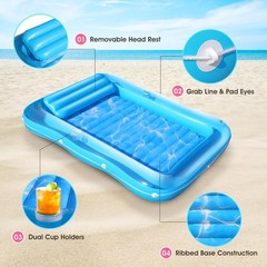 Inflatable Tanning Pool for 2 Person, 81»x 60» Tanning Pool Lounger Float w…