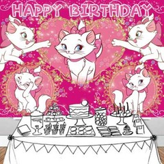 Marie Cat Party Decor Birthday Backdrop Banner Girls Baby Shower Vinyl 7x5ft