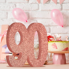 90th Birthday Decorations for Women90th Anniversary DecorationsRose Gold Glit…