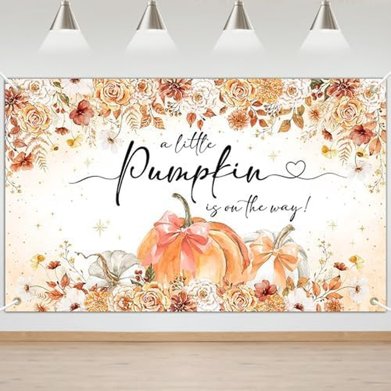 Pumpkin Baby Shower Backdrop a Little Pumpkin Is on the Way Banner Fall Baby Sho