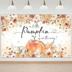 Pumpkin Baby Shower Backdrop a Little Pumpkin Is on the Way Banner Fall Baby Sho