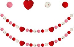 2 Pcs Valentine’s Day Felt Ball Garland with Red Heart – Valentines,