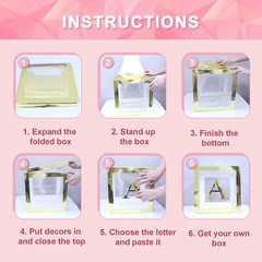 Baby Boxes with Letters, 6 Transparent Balloon 6 PCS, Golden Box
