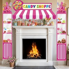 3 Pcs Candy Party Decorations Candy Theme Porch Banner Pink Sweet Candy Door …