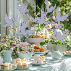 25 Pcs Princess Gray Party Decor Princess Theme Party Favors Blue Bird Hanging O