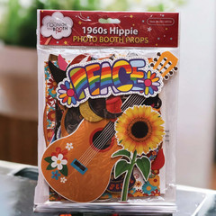 60S Photo Booth Props – 41-Pc Photo Booth Kit with 8 X 10-Inch Sign, 60 Adhesive