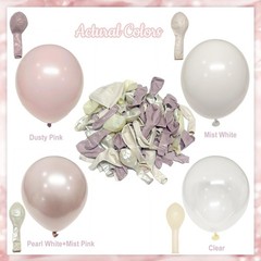 Dusty Pink Balloon Arch Kit,Double Pearl White Balloon Garland Kit for Weddin…