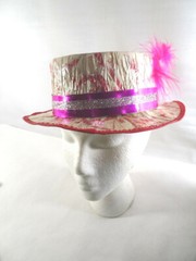 2 Plastic PARTY HATS with Feather Women Girls Springtime Party Decor Dress Up