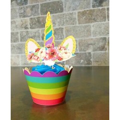 Unicorn Cupcake Wrappers Toppers & Balloon Rainbow Party Supplies
