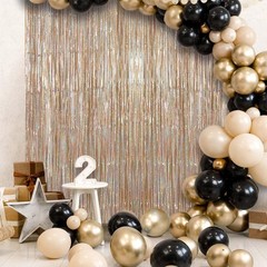 TOTAFAM 2 Pack Fringe Curtains Backdrops, Foil Fringe Curtains, Door Streamer…