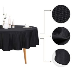 Ascoza 2pack 120 Inch Black Round Tablecloth in Polyester Fabric for Wedding/…