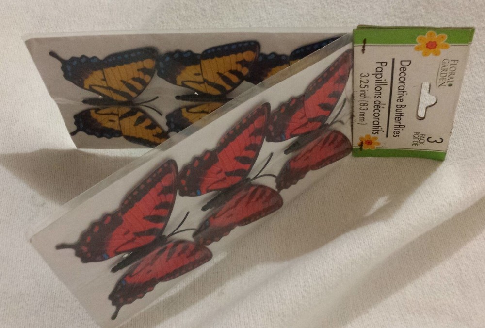 Greenbrier Floral Butterfly Decoration Twisties (6) 2 Packs Stuck New Old Stock