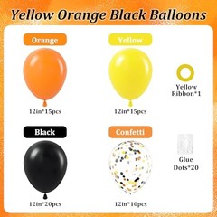 60pcs Construction Balloons 12inch with Black and Yellow Black Yellow Orange