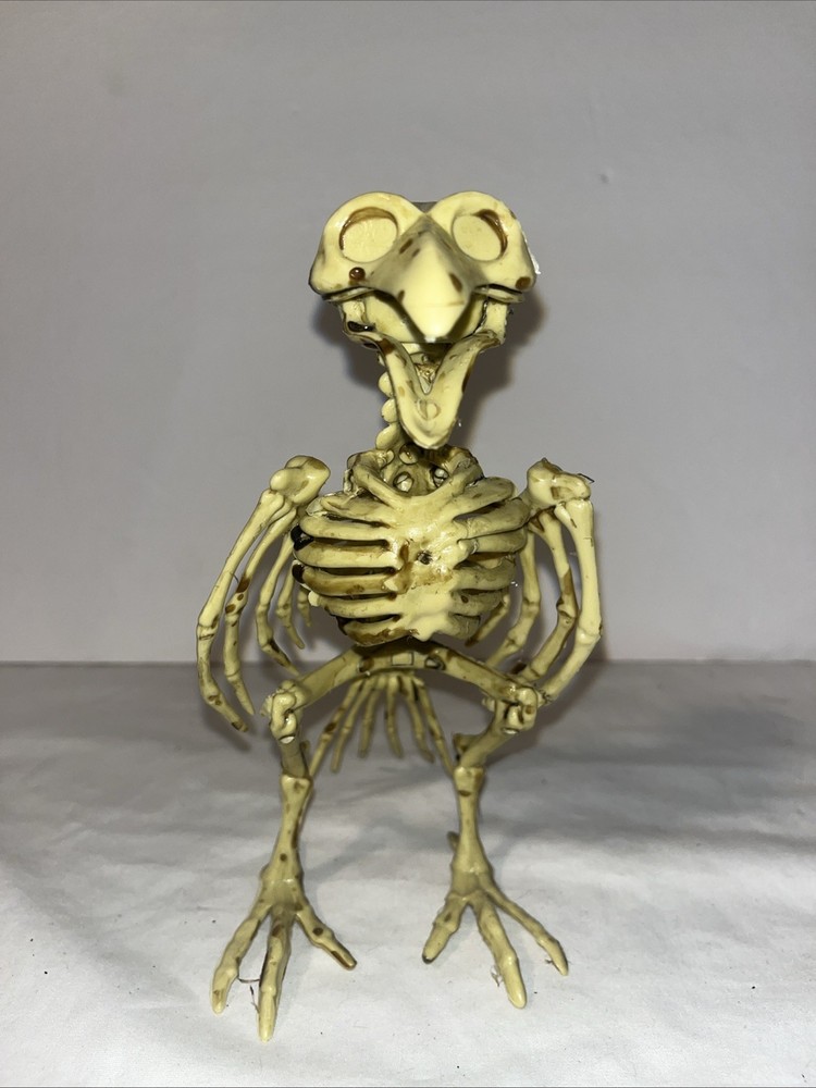 CROW SKELETON BIRD Poseable Halloween Prop Decoration 7.25″ Distressed FLAW