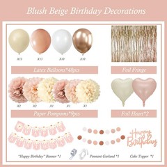 Blush Beige Birthday Decorations, Party Décor for Women, Boho Party Decoratio…