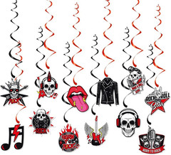 Rock and Roll Hanging Swirl Heavy Metal Punk Themed Birthday Party Decorations G