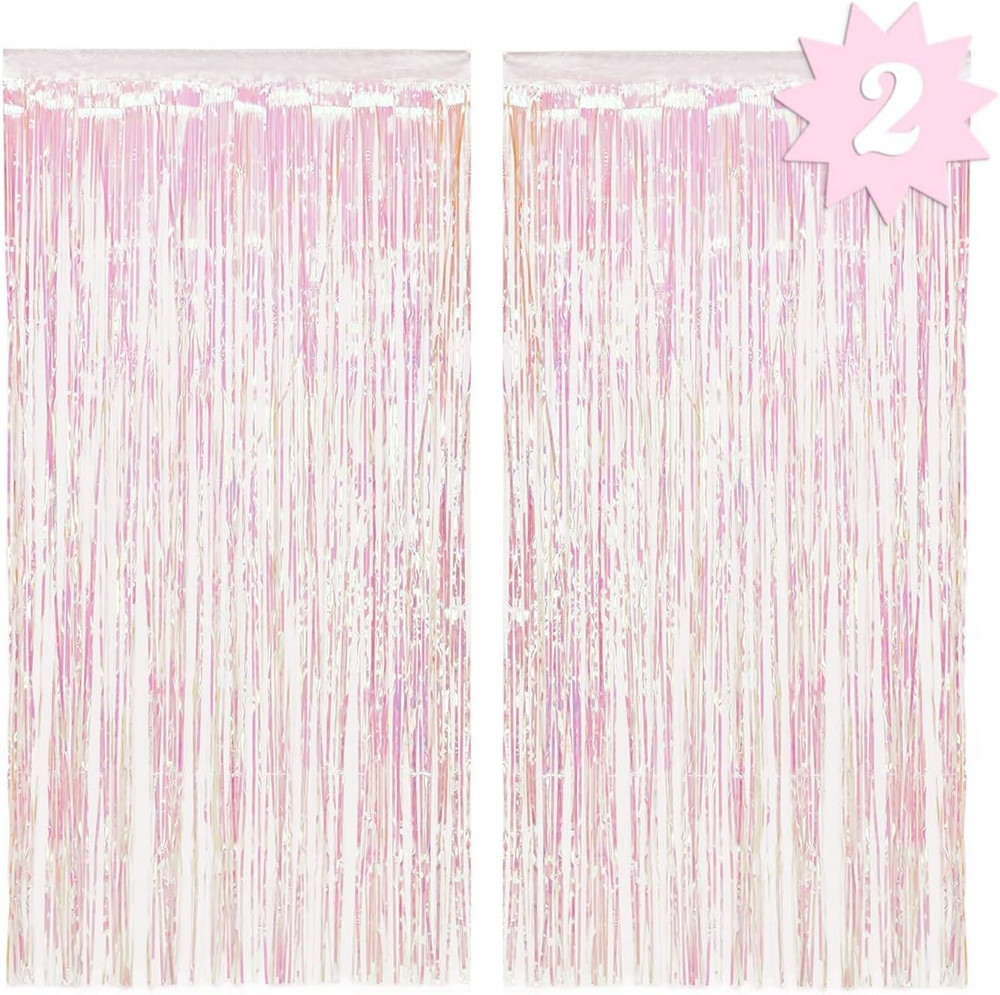 Decorations Iridescent Fringe Foil Curtain – Set of 2 | Bachelorette Party Brida