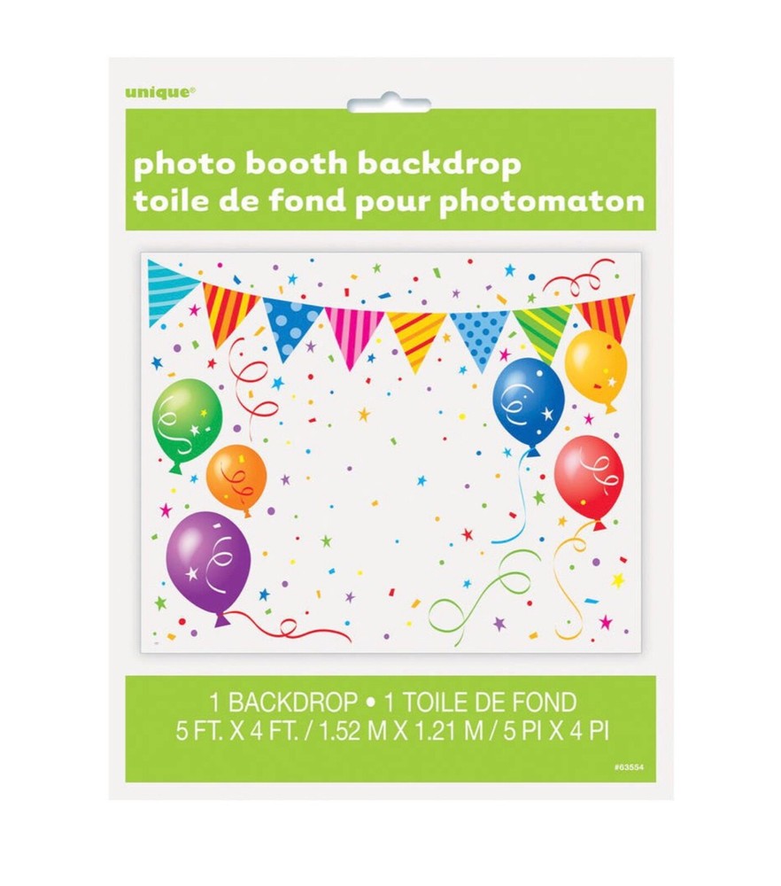 Happy Birthday Backdrop Banner 5×4 ft Photo Booth Party Decoration Plastic Wall