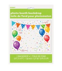 Happy Birthday Backdrop Banner 5×4 ft Photo Booth Party Decoration Plastic Wall