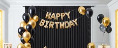 16x10FT Black Backdrop Curtains for Wedding Parties, Wrinkle Polyester