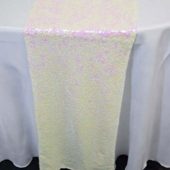 Quasimoon White and Pink Iridescent Sequin Table Runner – 12 x 108 Inch by Pa…