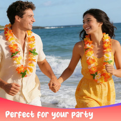 50 Counts Hawaiian Leis Bulk for Luau Party Decorations Colorful Tropical Flower