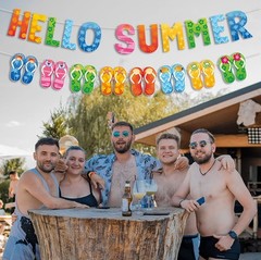 Hello Summer Colorful Flip Flop Banner Beach Pool Slippers Garland Decorations
