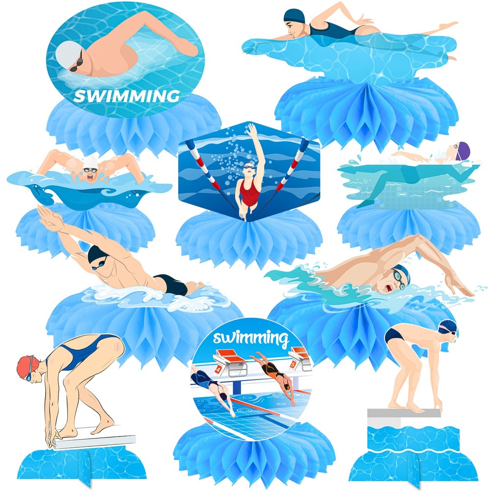 Swimming Party Honeycomb Centerpieces Summer Pool Table Decor Supplies