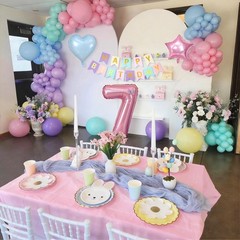 Pastel 7th Decorations for Girl,Macaron Rainbow 7th Party Decoration Pink Blu…
