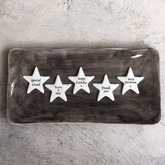 East of India Tiny Porcelain Star Token | Keepsake Gift Friends Family Christmas